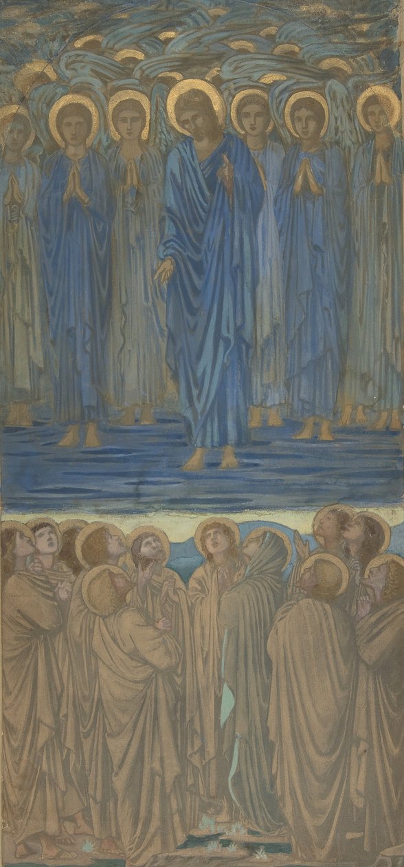 Ascension of Christ Apostlenes Gerninger I, 1-9: Studie til farvet glasvindue, ca. 1875-84. af Sir Edward Coley Burne Jones