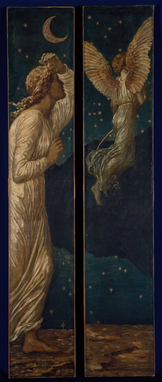 Amor og Psyche - Palace Green Murals - Amor flyver væk fra Psyche, 1881. af Sir Edward Coley Burne Jones