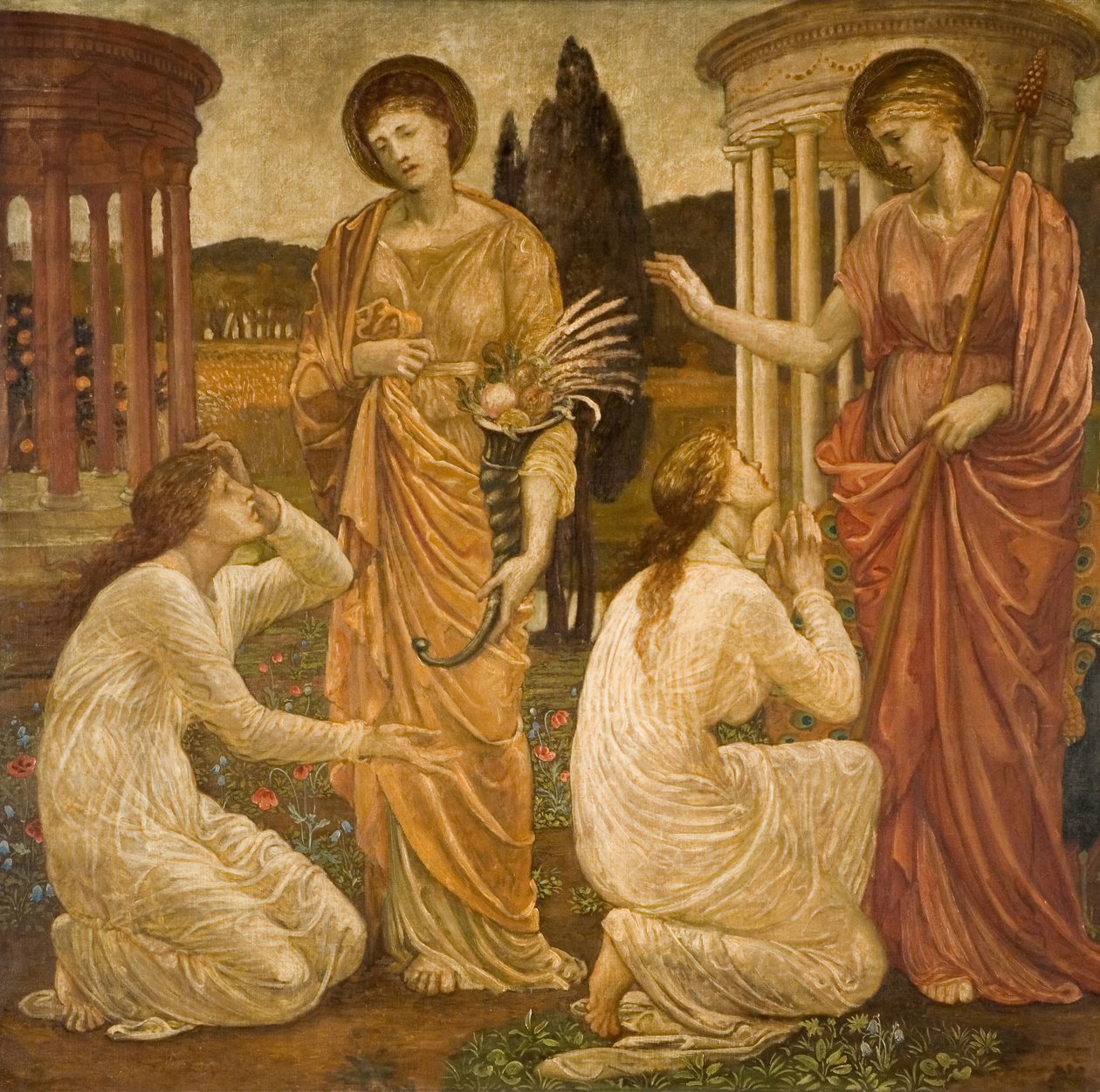 Amor og Psyche - Palace Green Murals - Psyche at the Shrines of Juno and Ceres, 1881. af Sir Edward Coley Burne Jones