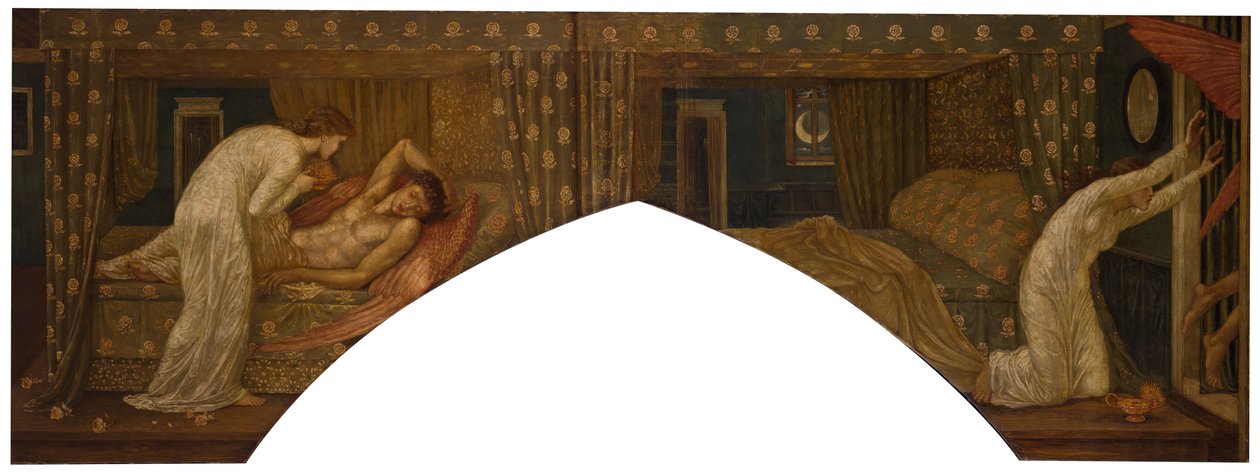Amor og Psyche - Palace Green Murals - Psyche holder lampen blik på ansigtet af..., 1881. af Sir Edward Coley Burne Jones