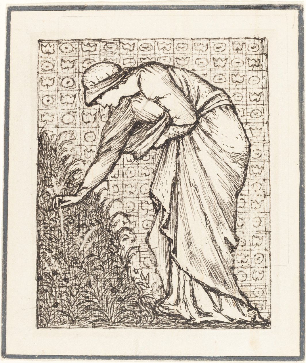 Lady plukker blomster af Sir Edward Coley Burne Jones