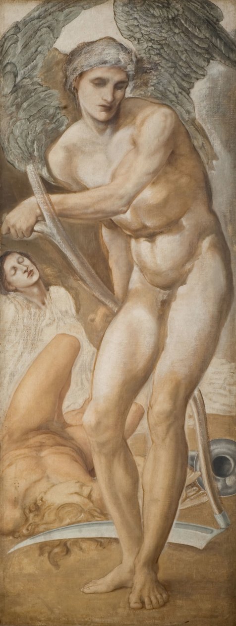 Troy Triptykon - Study of Oblivion conquering Fame, 1875. af Sir Edward Coley Burne Jones