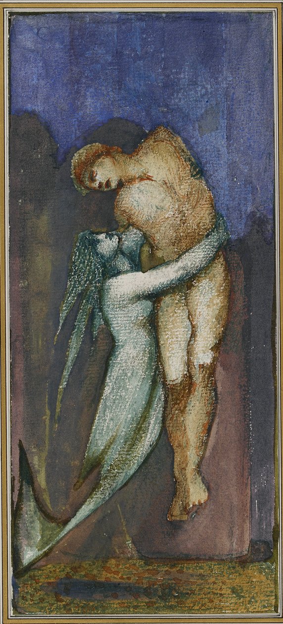 havfrue og druknet sømand fra Album med otteogfyrre tegninger, c1853-1898 af Sir Edward Coley Burne Jones