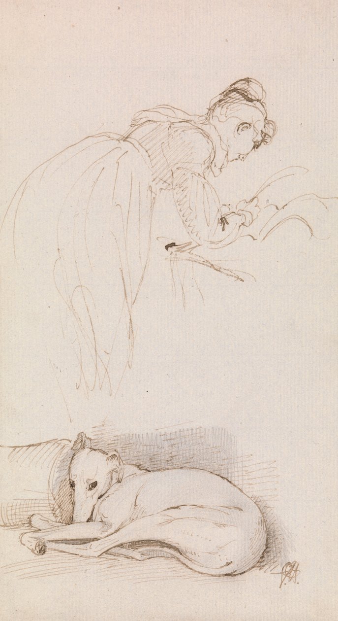 Studier af kvinde og greyhound af Sir George Hayter