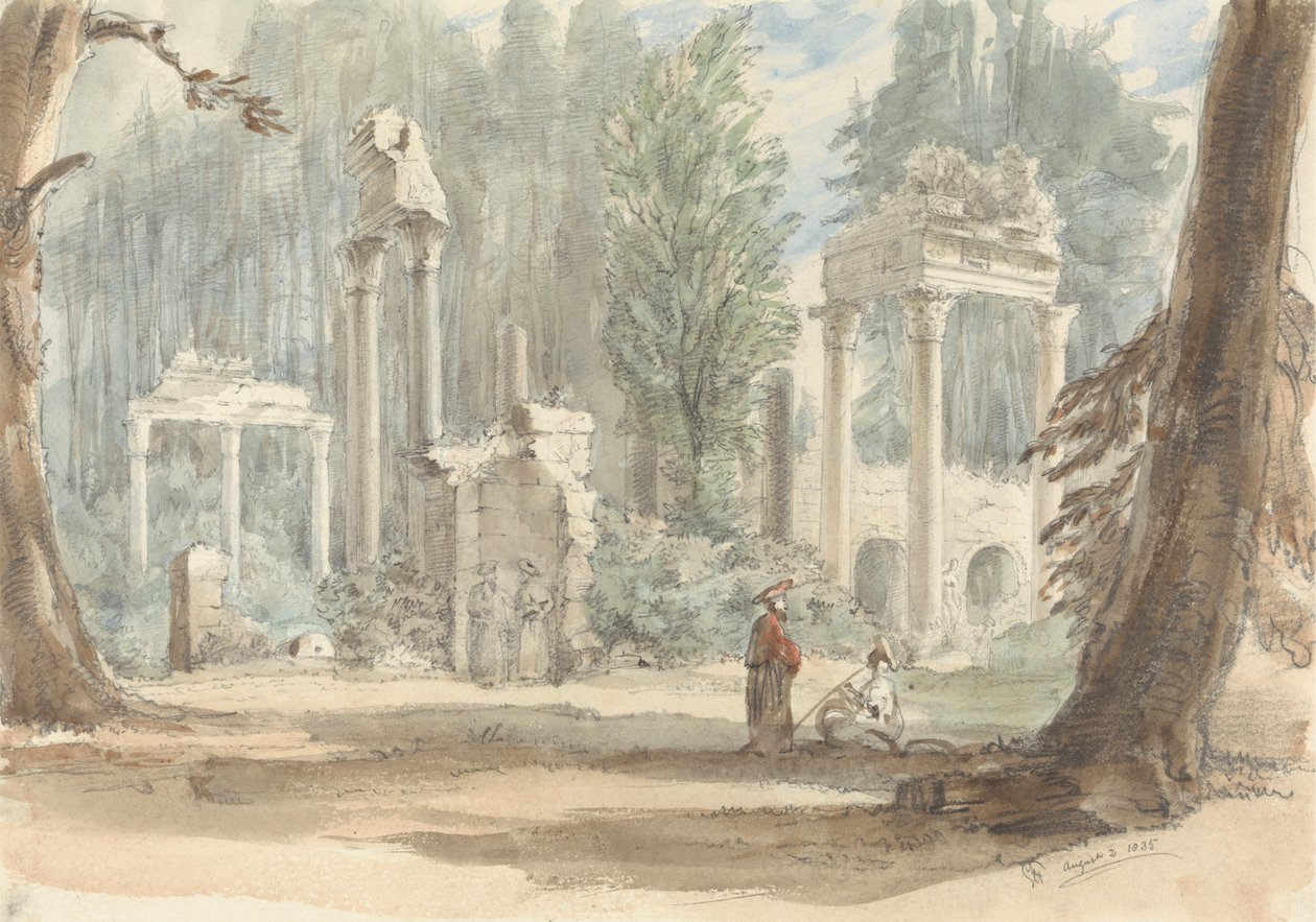 Ruinerne fra Leptis Magna, da de dukkede op i Royal Park ved Virginia Water af Sir George Hayter