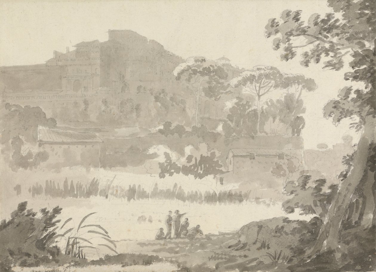 Vatikanet fra vejen til Ponte Mola af Sir George Howland Beaumont seventh Baronet