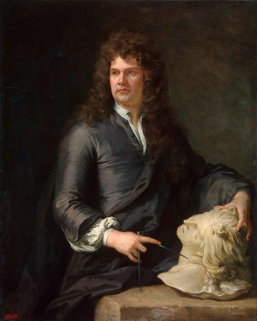 Portræt af træskæreren Grinling Gibbons