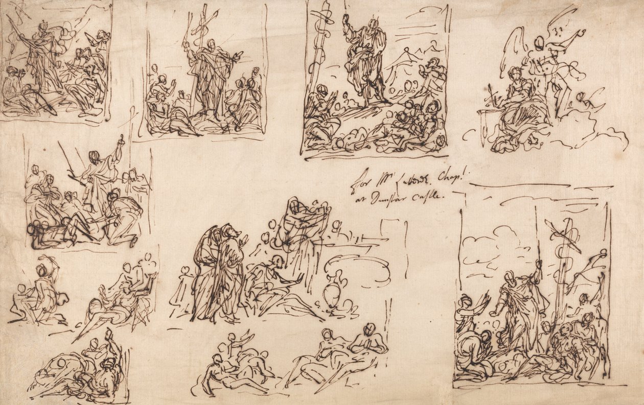 Moses and the Brazen Serpent - Design til kapellet på Dunster Castle af Sir James Thornhill