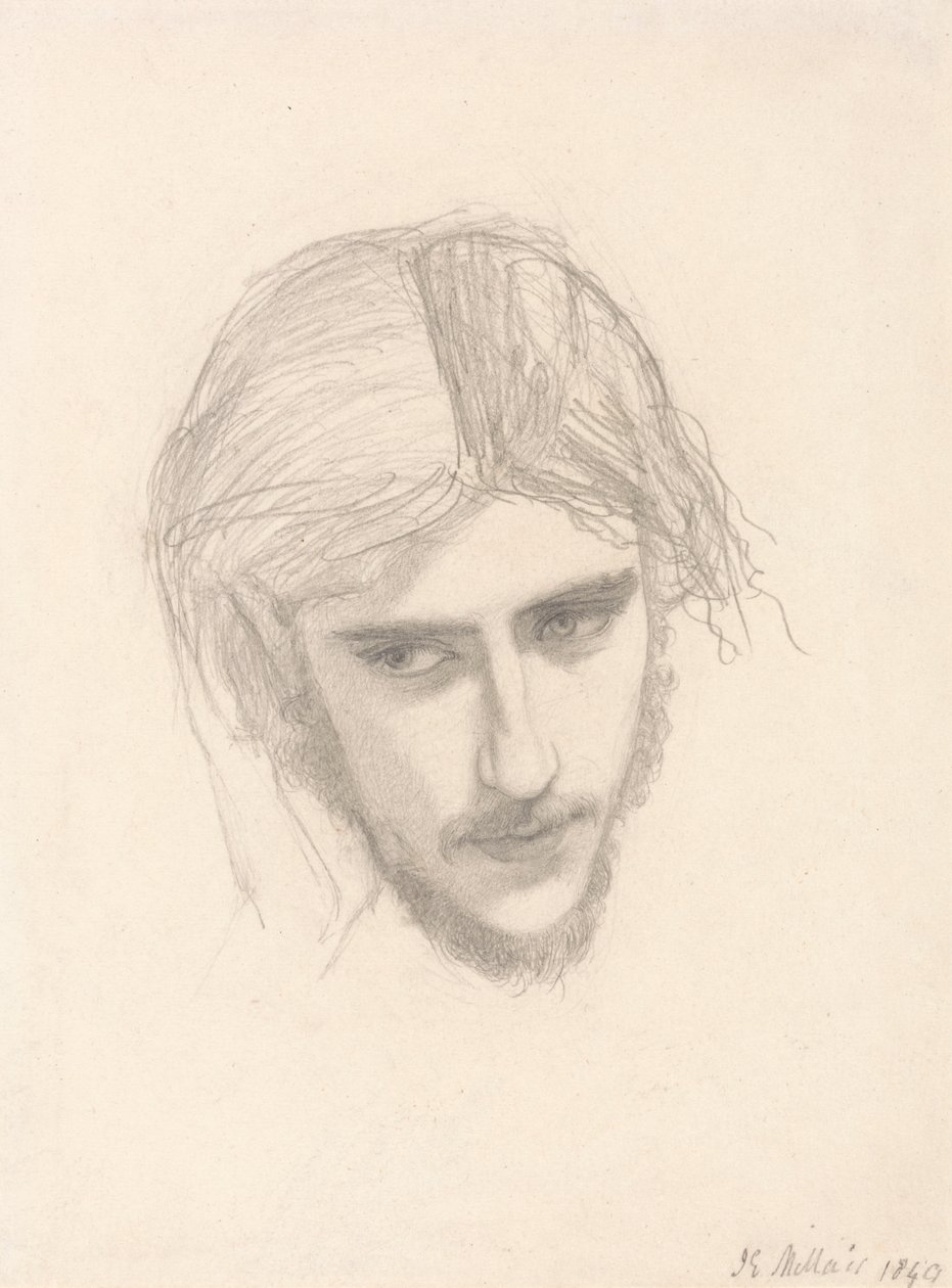 Studie for lederen af Ferdinand i "Ferdinand lokket af Ariel" af Sir John Everett Millais