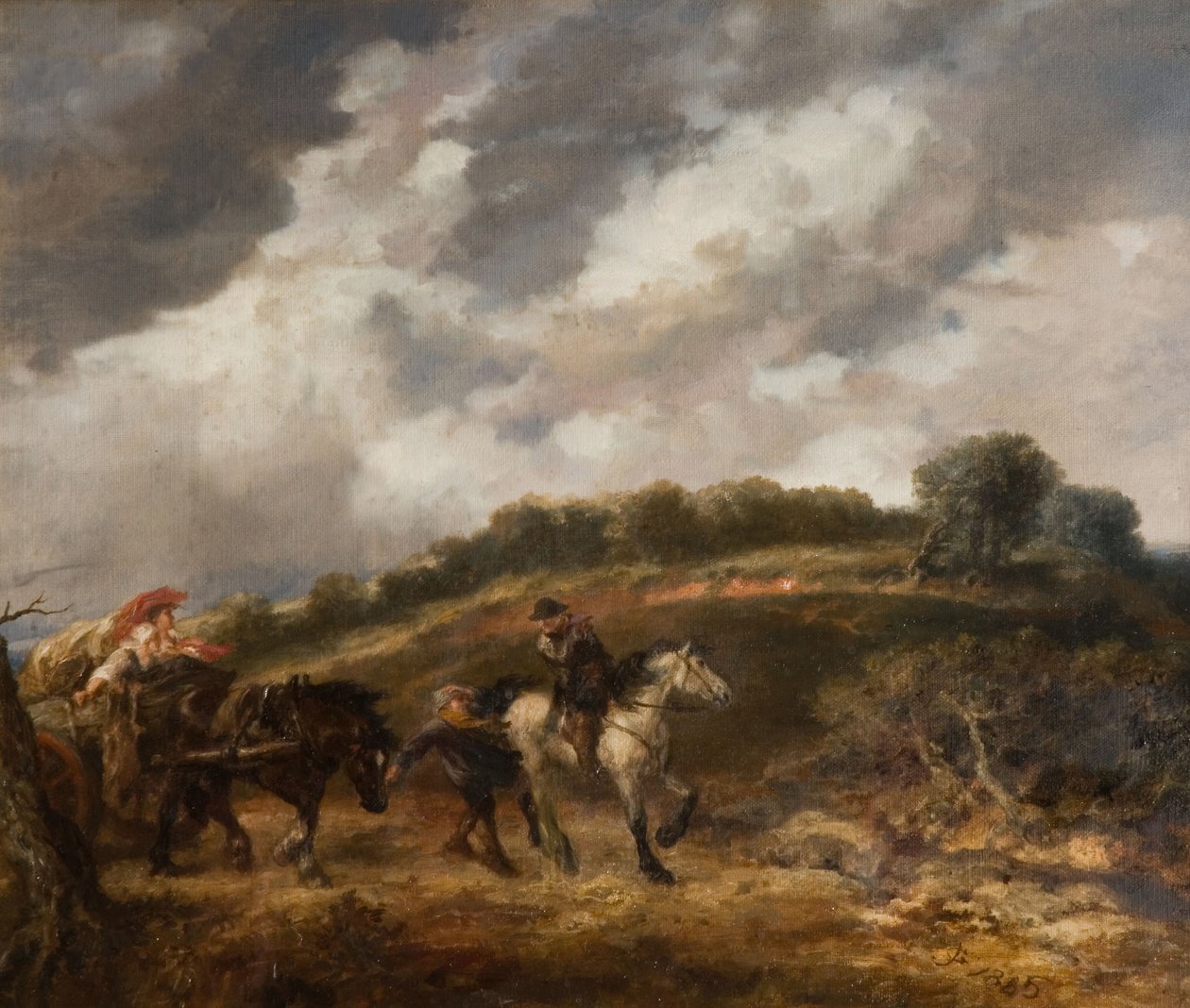 En blæsende dag, 1885. af Sir John Gilbert