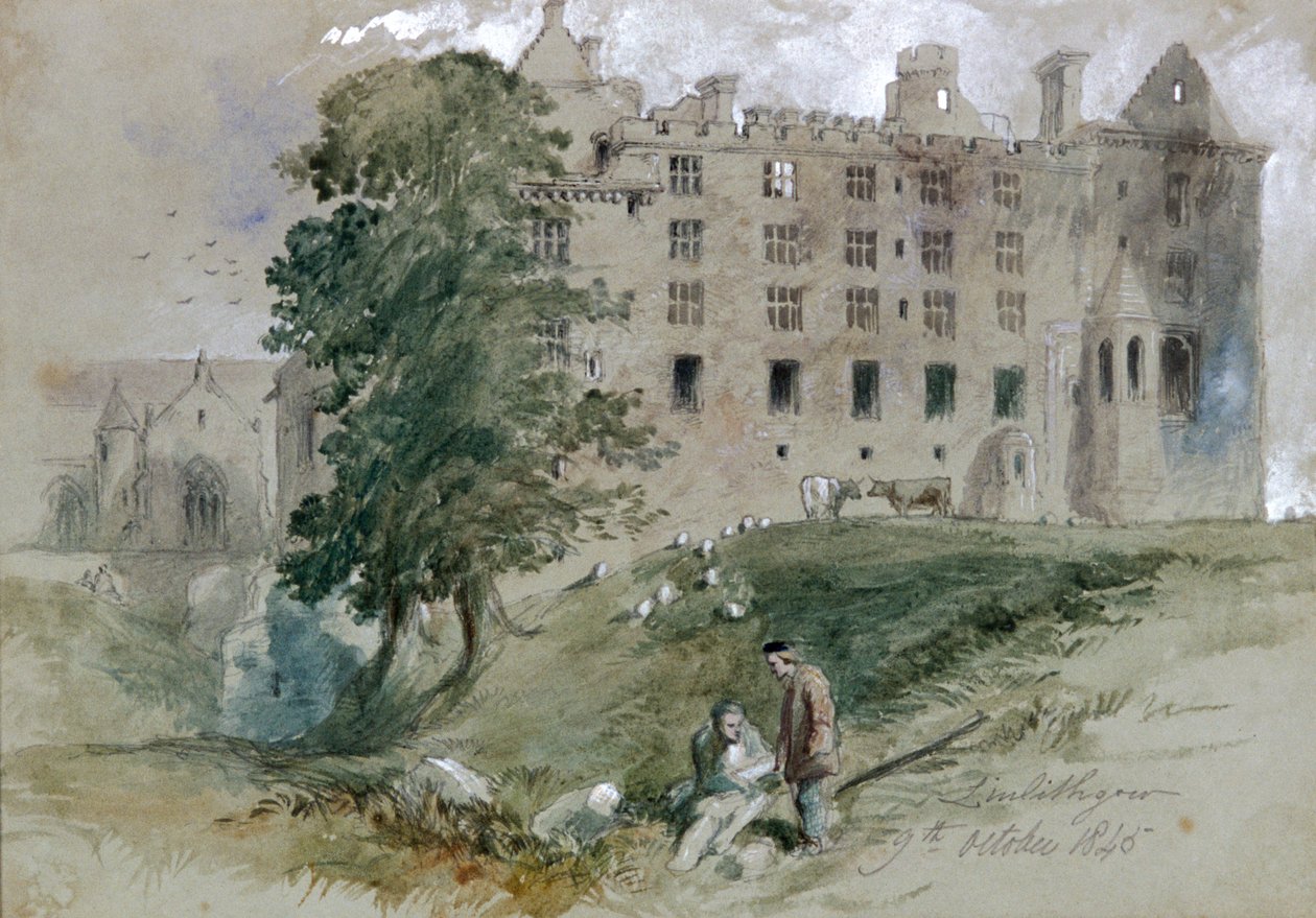 Linlithgow Castle, West Lothian, Skotland, 1845 af Sir John Gilbert