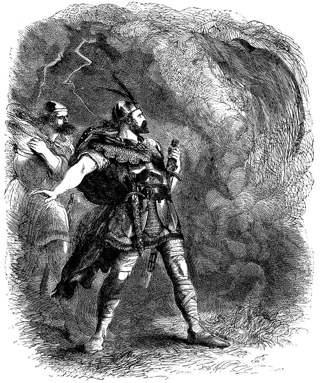Macbeth og Banquo møder de tre hekse, 1858 af Sir John Gilbert