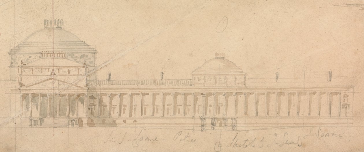 Skitse af en halv facade til et kongeligt palads, Hyde Park, London af Sir John Soane