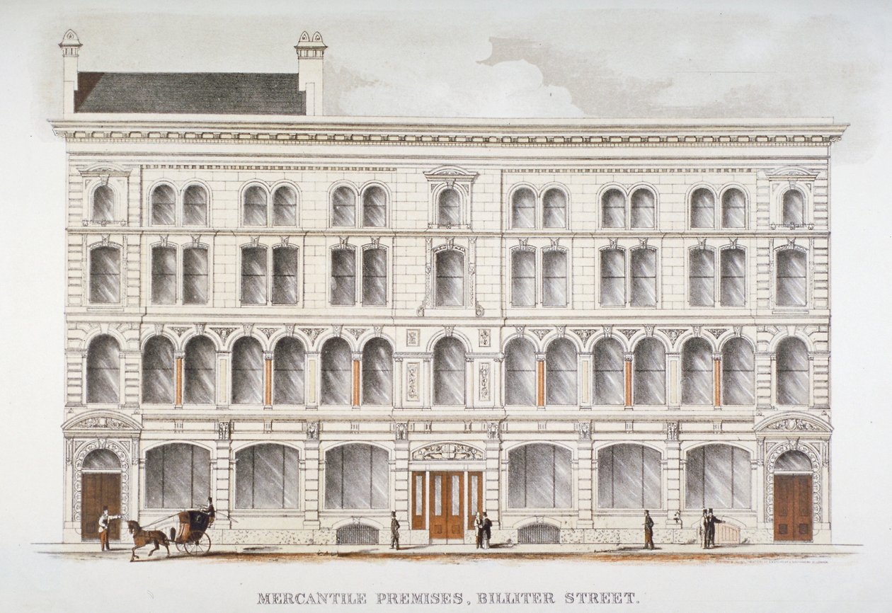 Udsigt over merkantile lokaler, Billiter Street, City of London, 1875 af Sir Joseph Causton and Sons