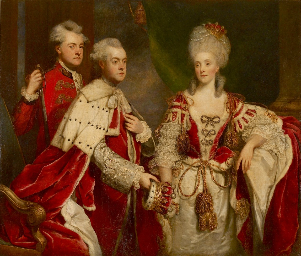 George, 2. jarl Harcourt, hans kone Elizabeth og bror William, 1780 af Sir Joshua Reynolds