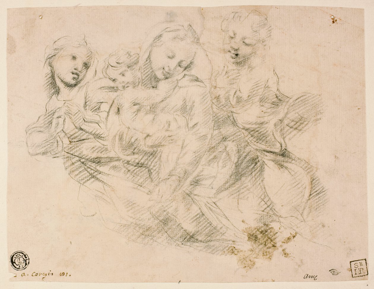 Madonna og barn med to engle af Sir Joshua Reynolds