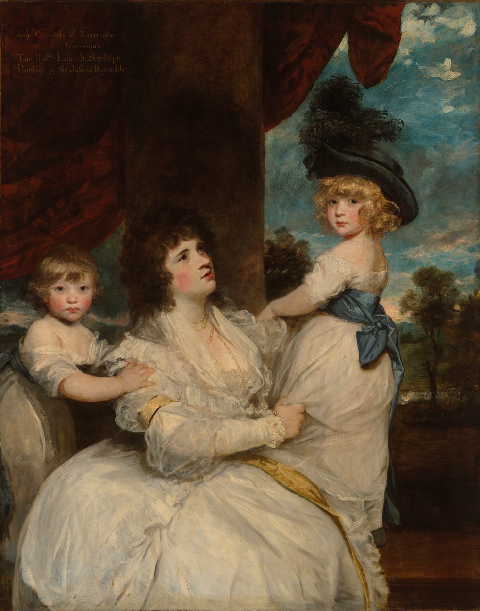 Portræt af Jane, grevinde af Harrington, med hendes sønner, viscount Petersham og den ærede Lincoln Stanhope af Sir Joshua Reynolds