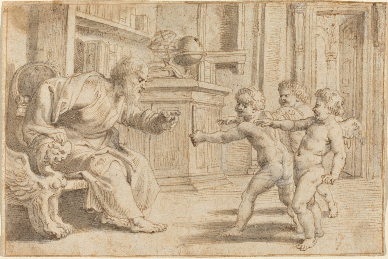 Putti tester en mands opfattelse af dybde af Sir Peter Paul Rubens