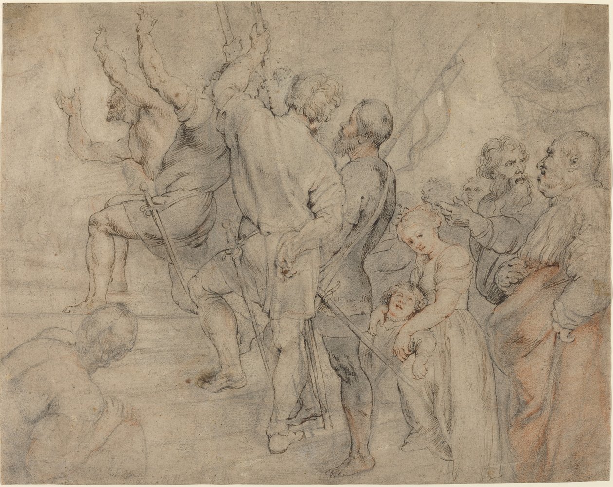 En del af folkemængden på Ecce Homo af Sir Peter Paul Rubens over Anonymous Italian after Titian