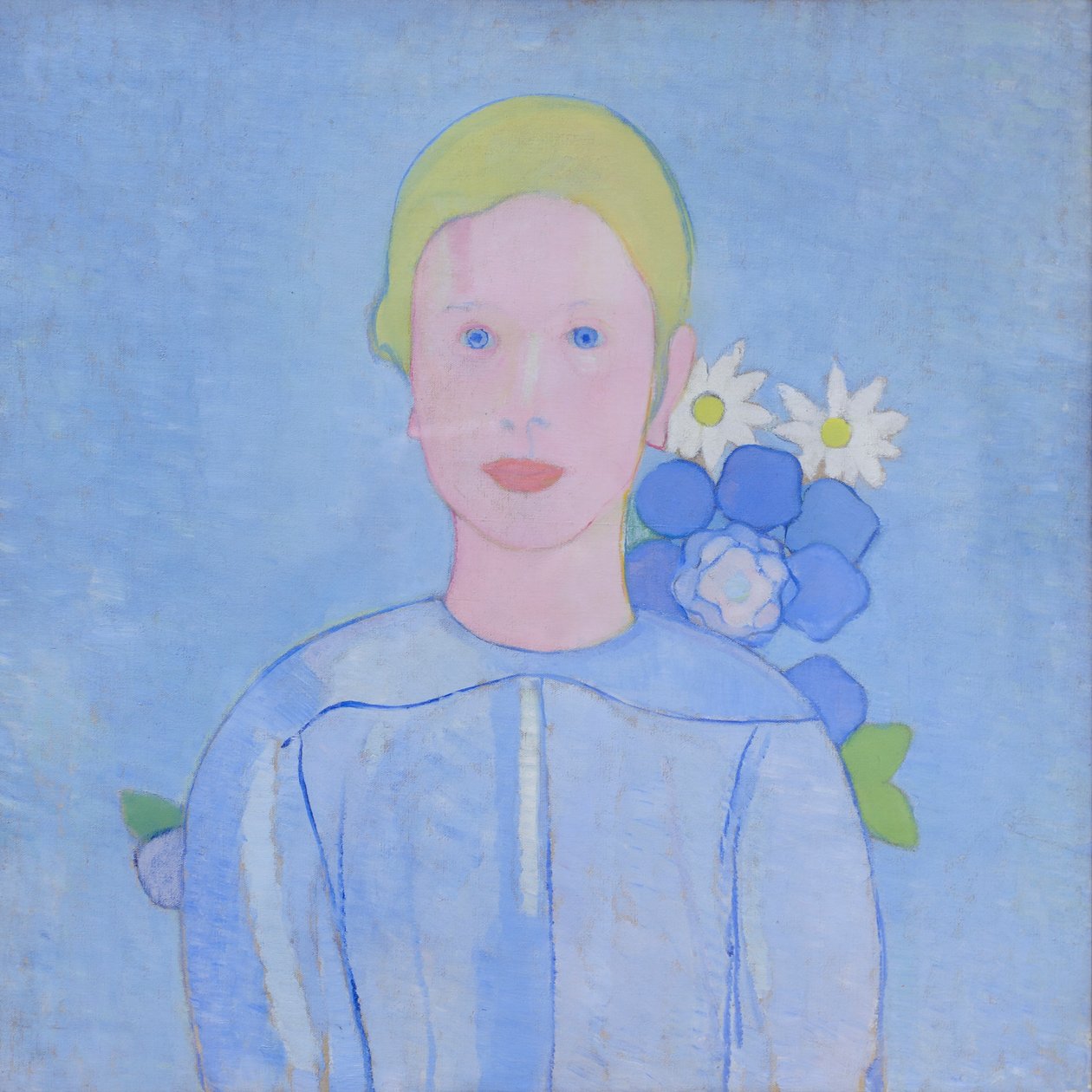 Pige med papirblomster af Siro Penagini
