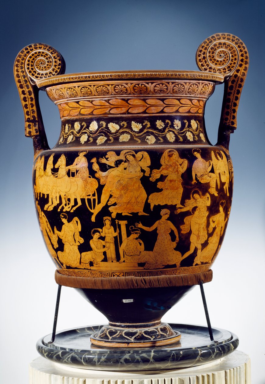 Rødfiguret volute krater, apulisk (keramik) (se også 85031 og 85032) af Sisyphus Painter