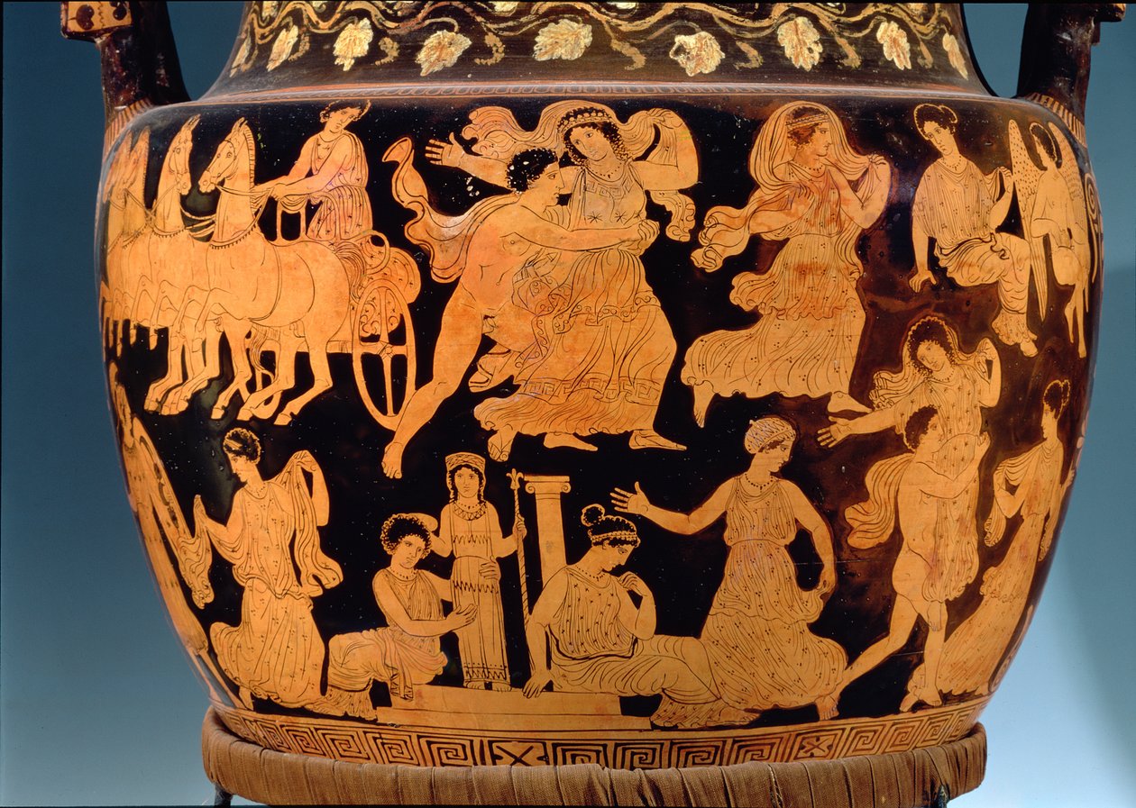 Rødfigur volute krater keramisk detalje af 85030 af Sisyphus Painter