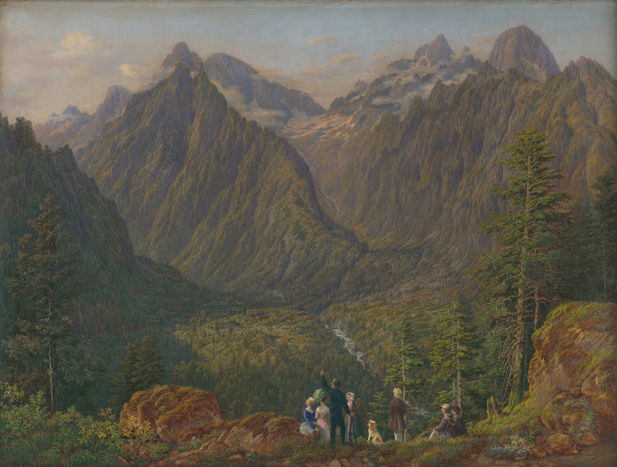 Tatra-landskab med figurer, 1855 af Slovakian School