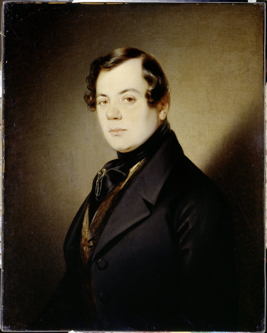 Portræt af digteren Vladimir Grigorievitch Benediktov (1807-1873) (Portræt af digteren Vladimir G. Benediktov) - Peinture de Sandor Kozina (1808-1873), huile sur toile (67x54 cm), ca. 1840 - A. Pushkin Memorial Museum, St. . Petersborg (Rusland) af Sándor Kozina