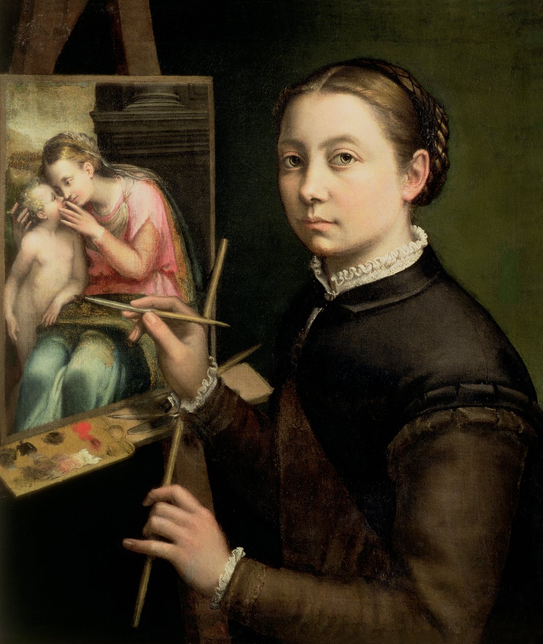 Selvportræt ved staffeliet, 1556 af Sofonisba Anguissola