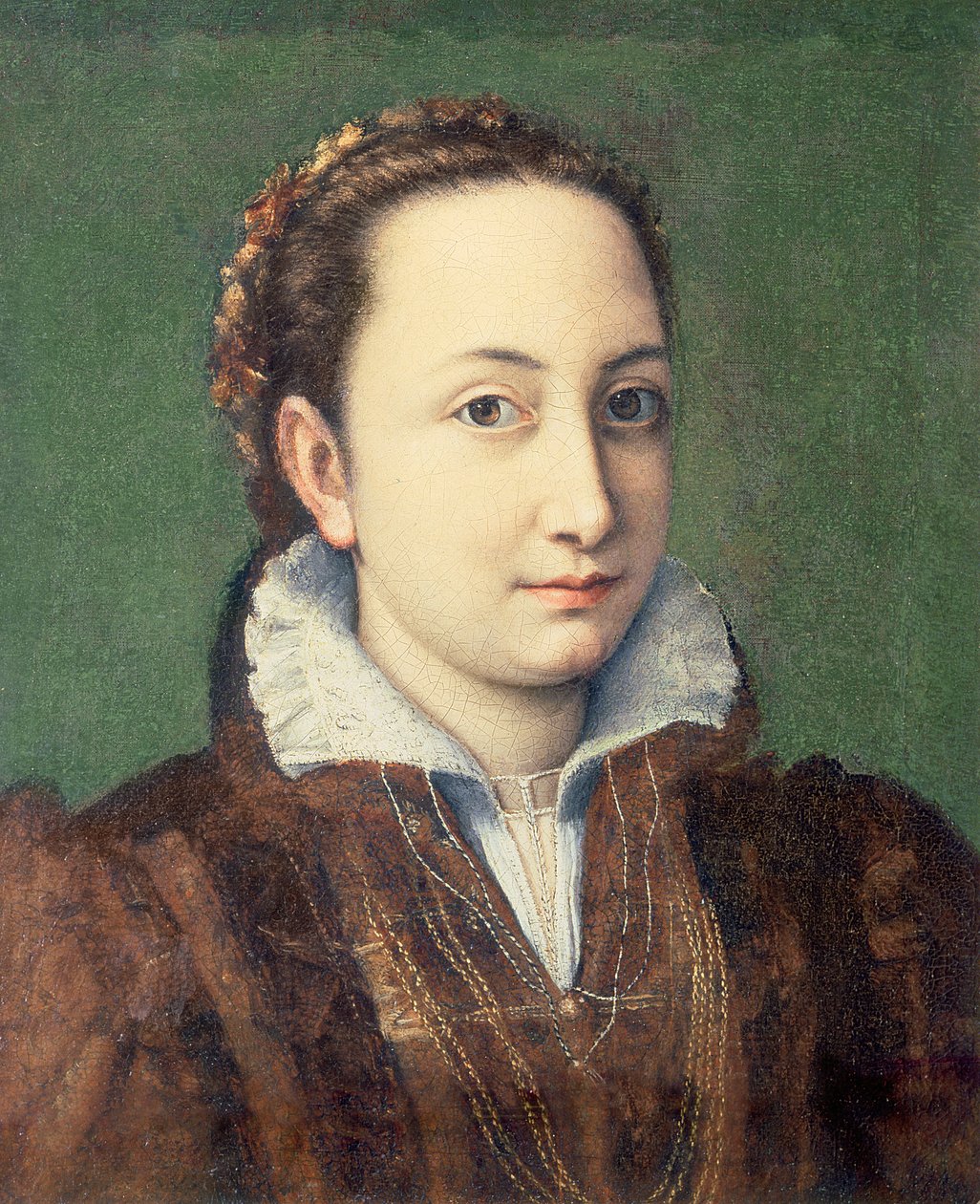 Selvportræt, klædt som tjenestepige til dronningen af Spanien, 1559 (panel) af Sofonisba Anguissola