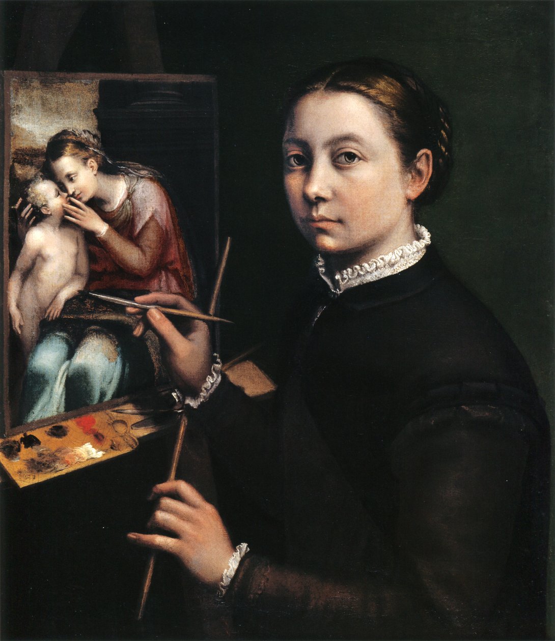 Selvportræt ved staffeliet af Sofonisba Anguissola