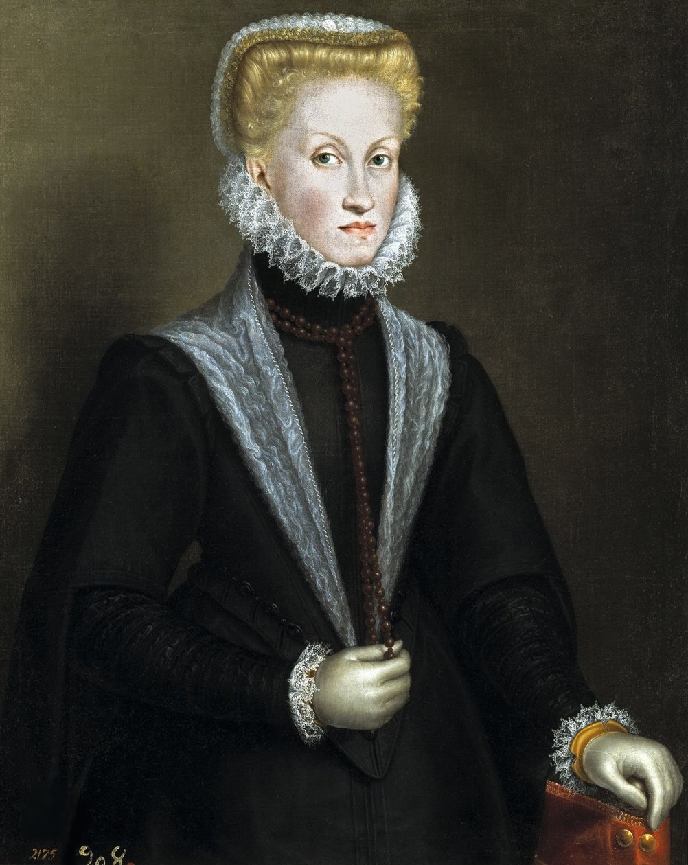 Portræt af Anna af Østrig 1549-1580, dronning af Spanien og Portugal, 1573. af Sofonisba Anguissola