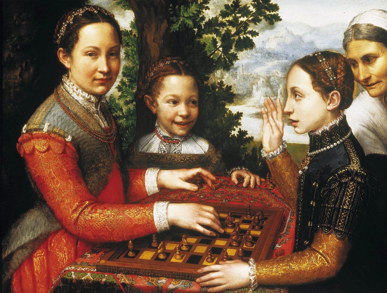 The Chess Game (Portræt af kunstnerens søstre, der spiller skak). af Sofonisba Anguissola