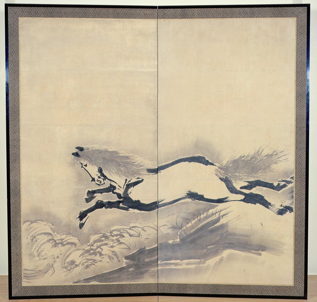 Hestespringning, japansk, Edo-periode, ca. 1700-tallet (blæk på papir) (en af et par) (se også 121396) af Soga Shohaku