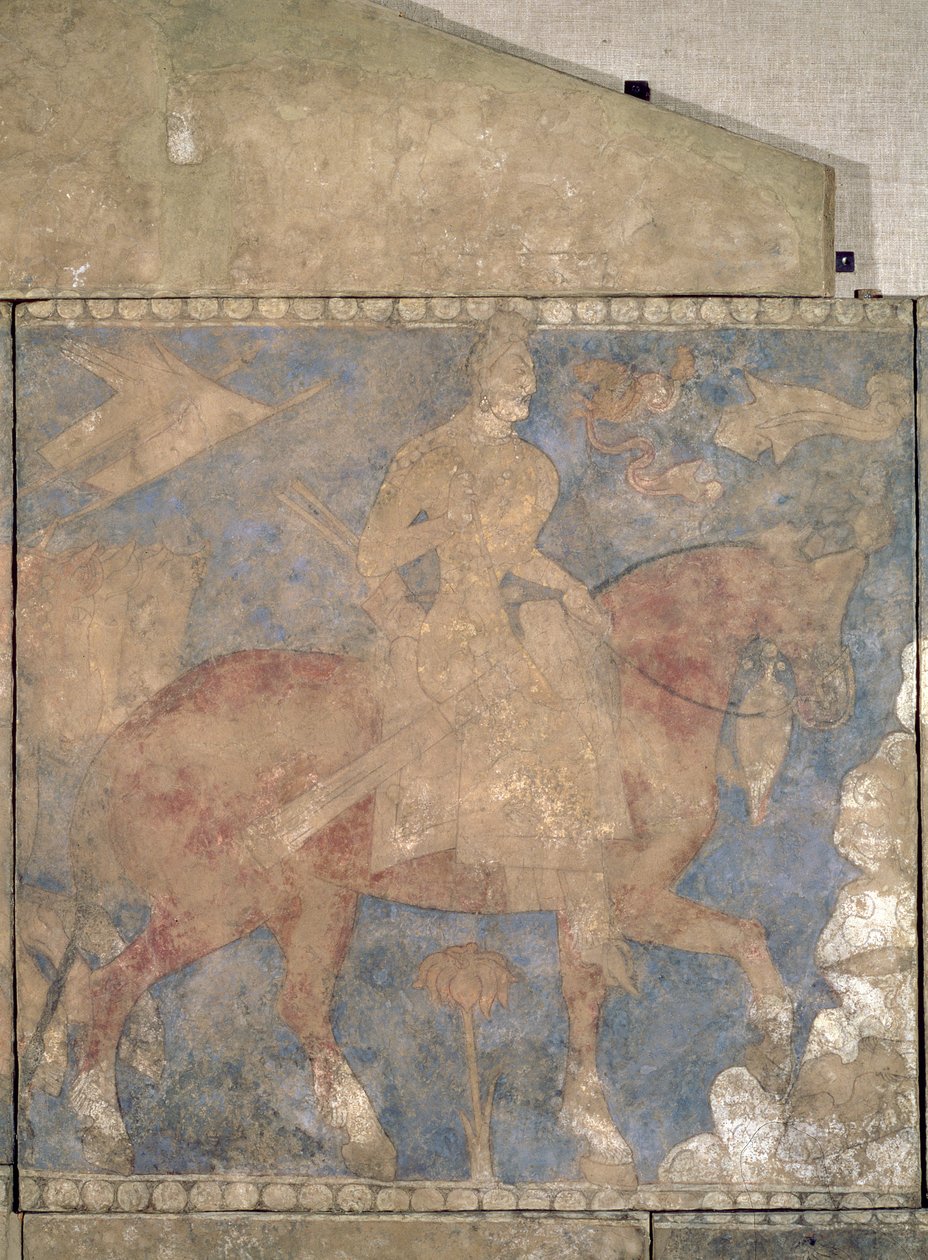 The Heroic Rustam, fra Penjikent, første halvdel af det 8. århundrede (vægmaleri på gips) af Soghdian