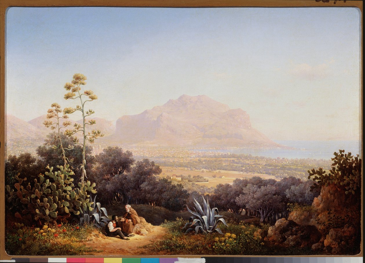 Udsigt over Palermo (Sicilien, Italien) (Udsigt over Palermo) - Maleri af Sokrat Maximovich Vorobyev (Vorobiev) (1817-1888), olie på lærred af Sokrat Maksimovich Vorobiev