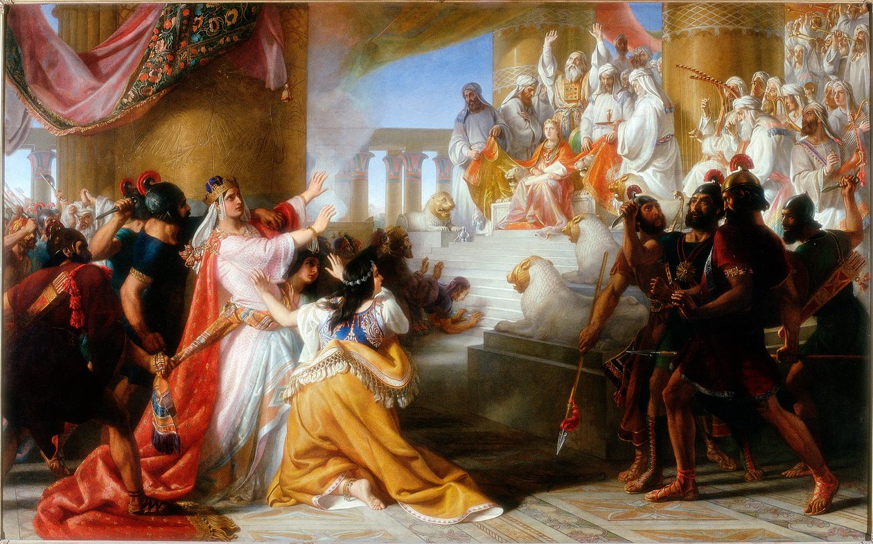 Athalias forfærdelse ved Joashs kroning, ca. 1858 af Solomon Alexander Hart