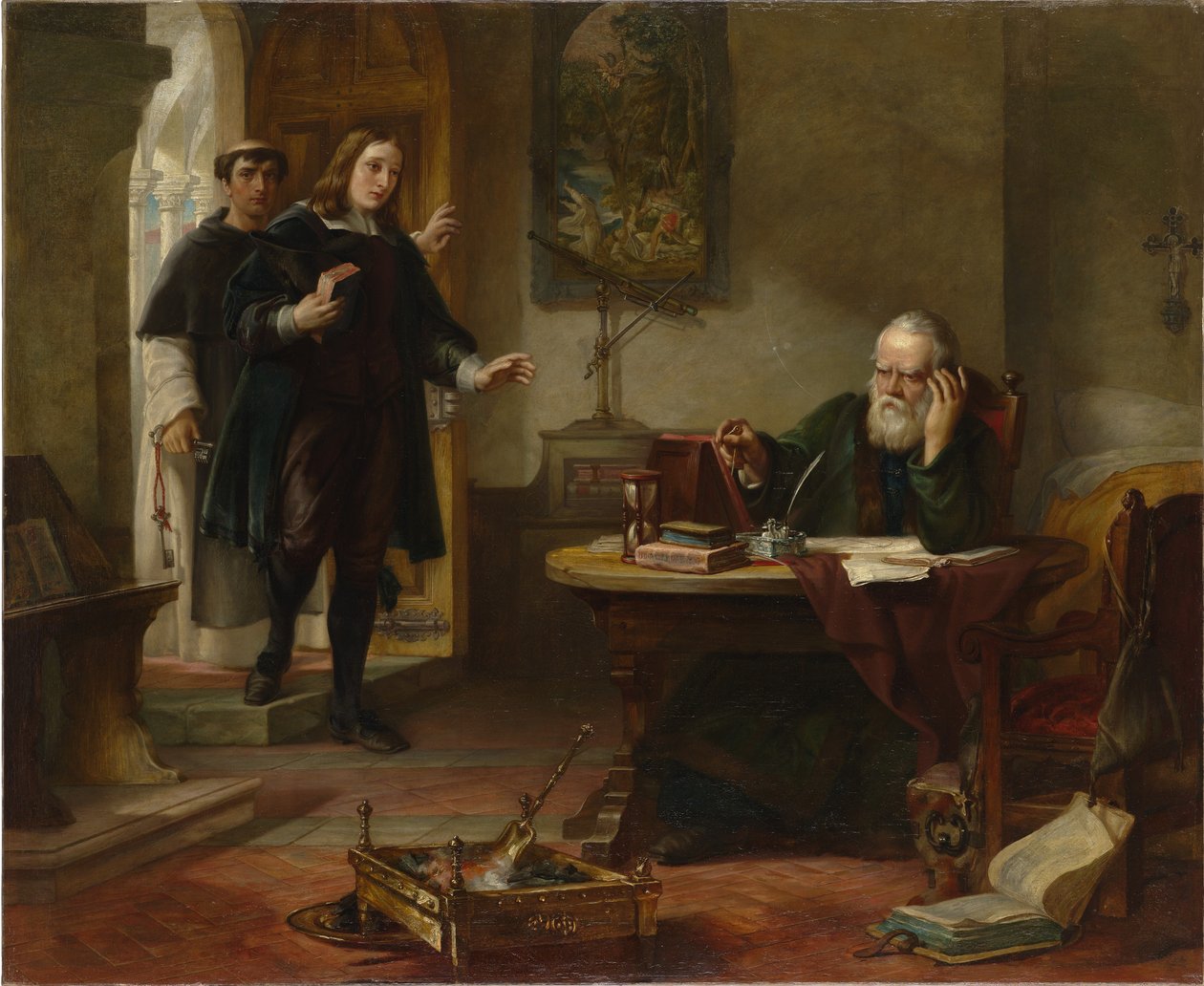 Milton besøgte Galileo, da han var fange af inkvisitionen, 1847 af Solomon Alexander Hart