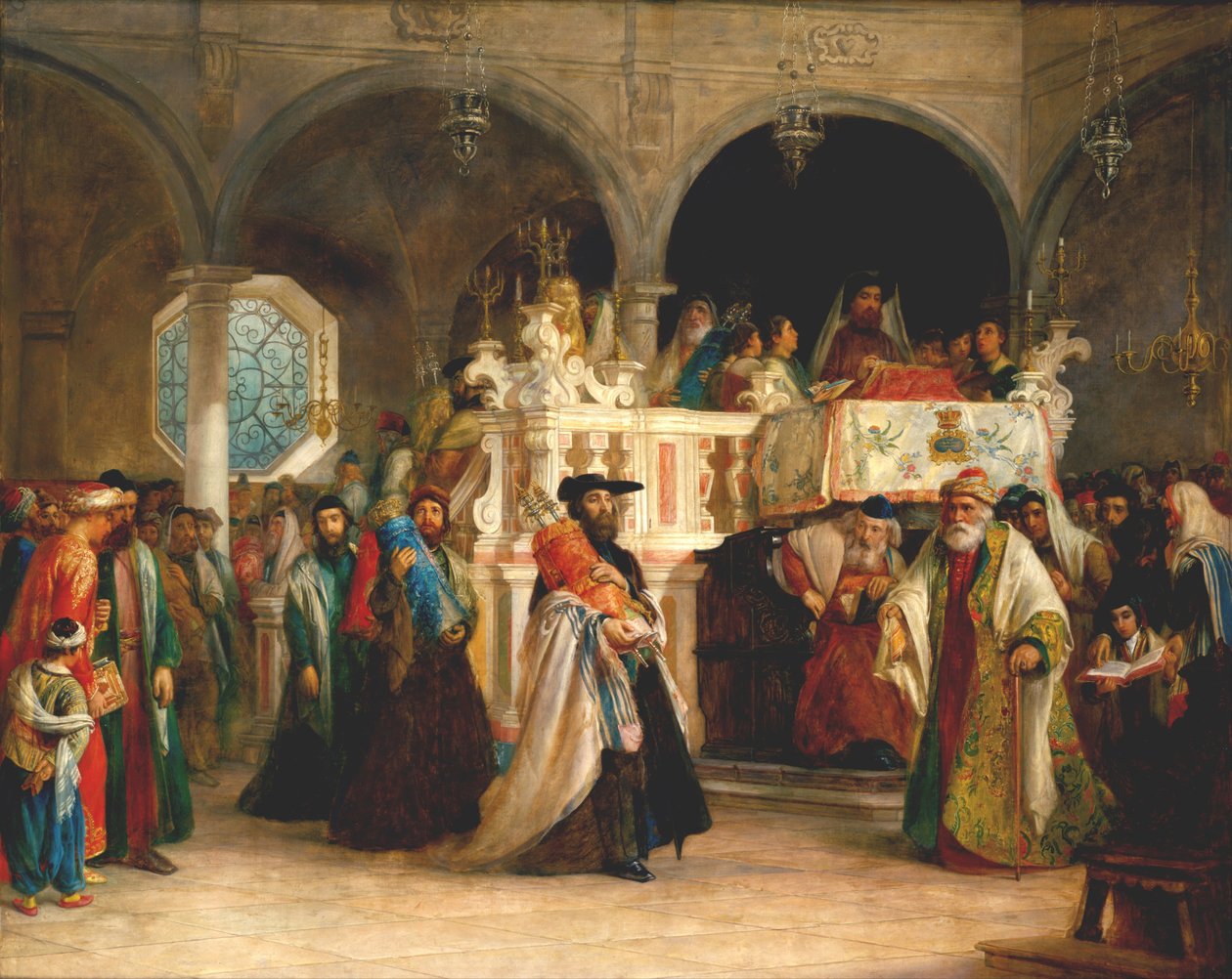 Festen for Toraens glæde ved synagogen i Leghorn, Italien, 1850 af Solomon Alexander Hart
