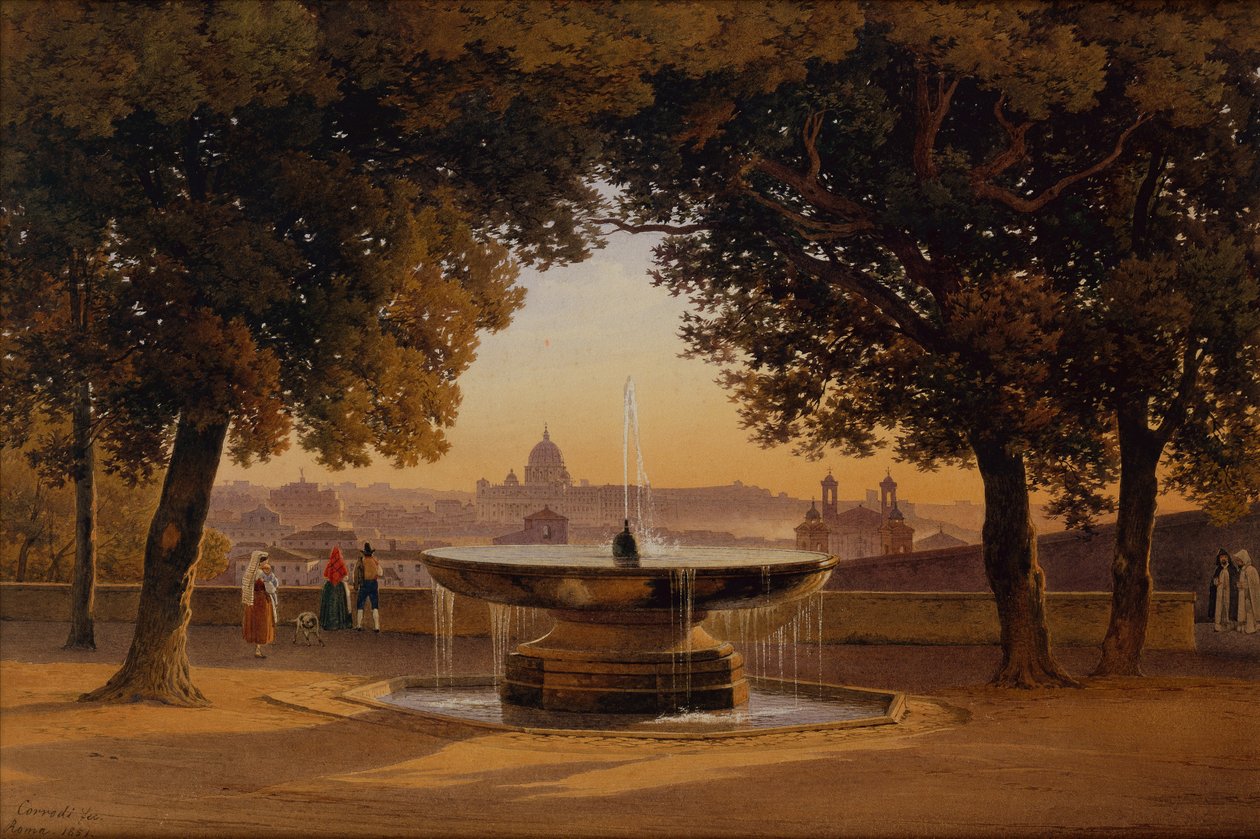Fontænen af Villa Medici af Solomon Corrodi