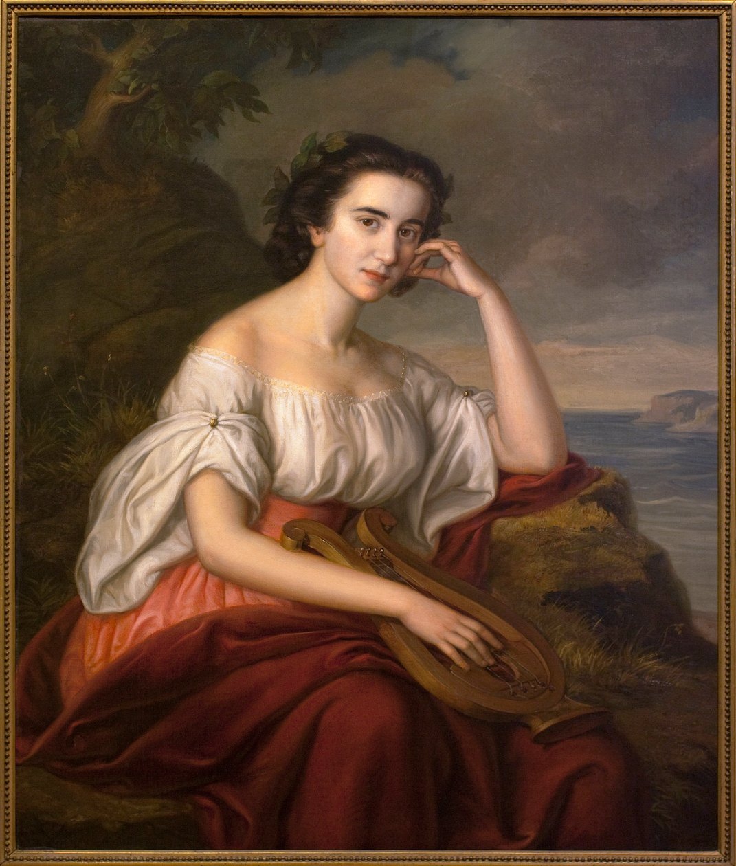 Sappho. Maleri af Soma Orlay Petrich (1822-1880), olie på lærred, ca. 1860. Ungarsk kunst af Soma Orlay Petrich