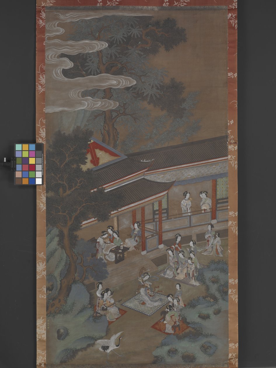 A Revel In The Han Palace, ukendt dato (blæk, farve og guld på papir) af Songnian Liu