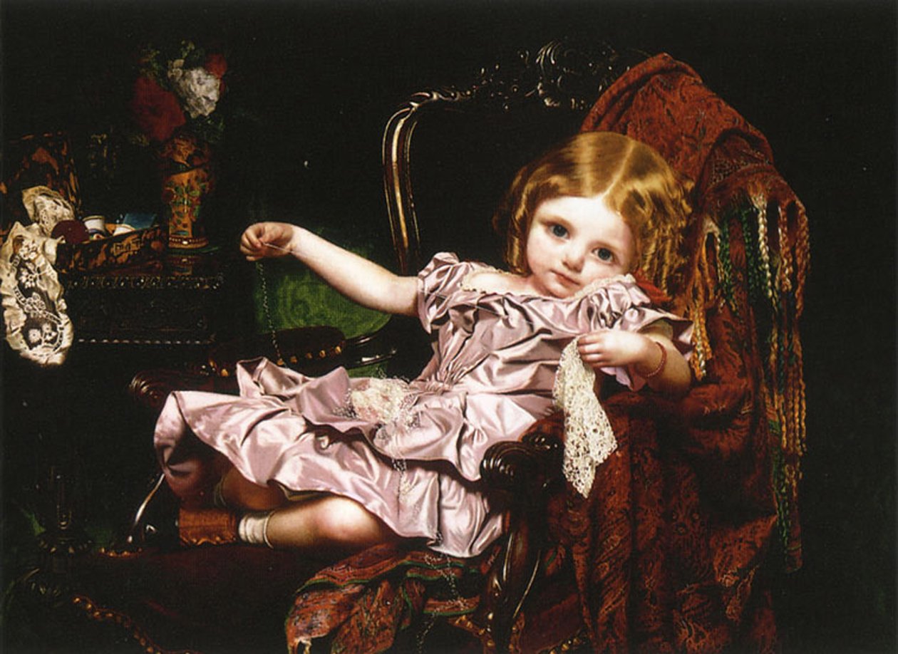 Ung pige i en lænestol, ca. 1850 af Sophie Gengembre Anderson