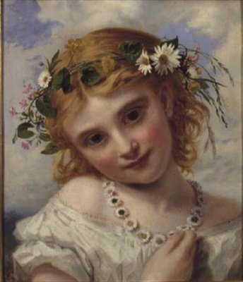 Ung pige med en krans af margueritter af Sophie Anderson