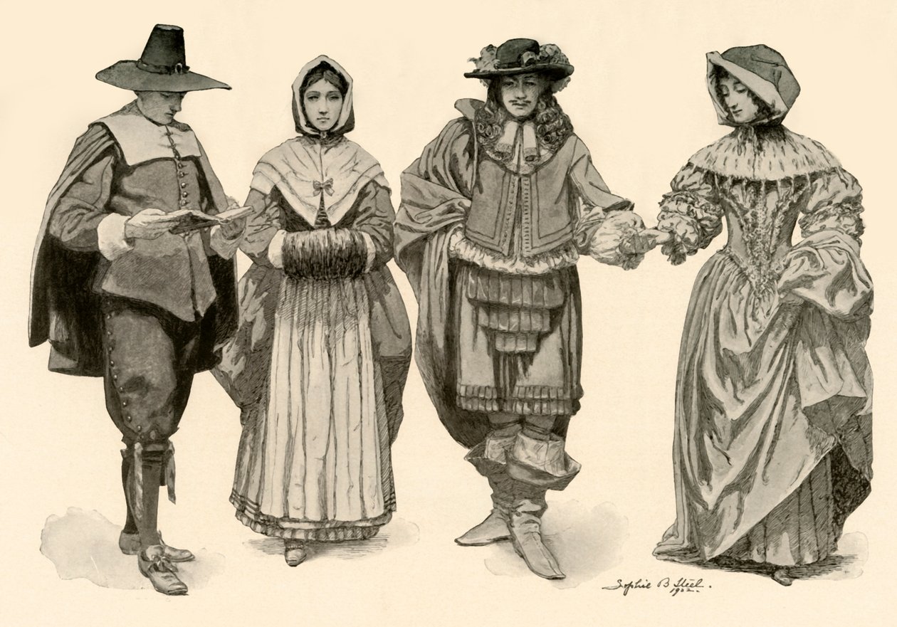 Beklædning i tiden 1620-1670, 1903, 1937. af Sophie B. Steel