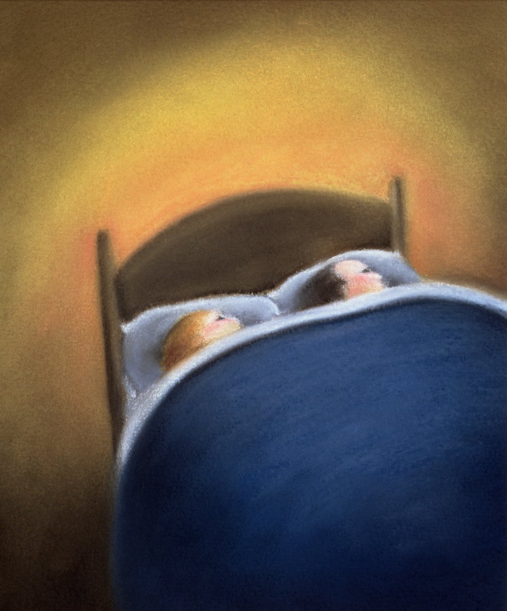 I sengen (pastel på håndlavet papir) af Sophie Hacker