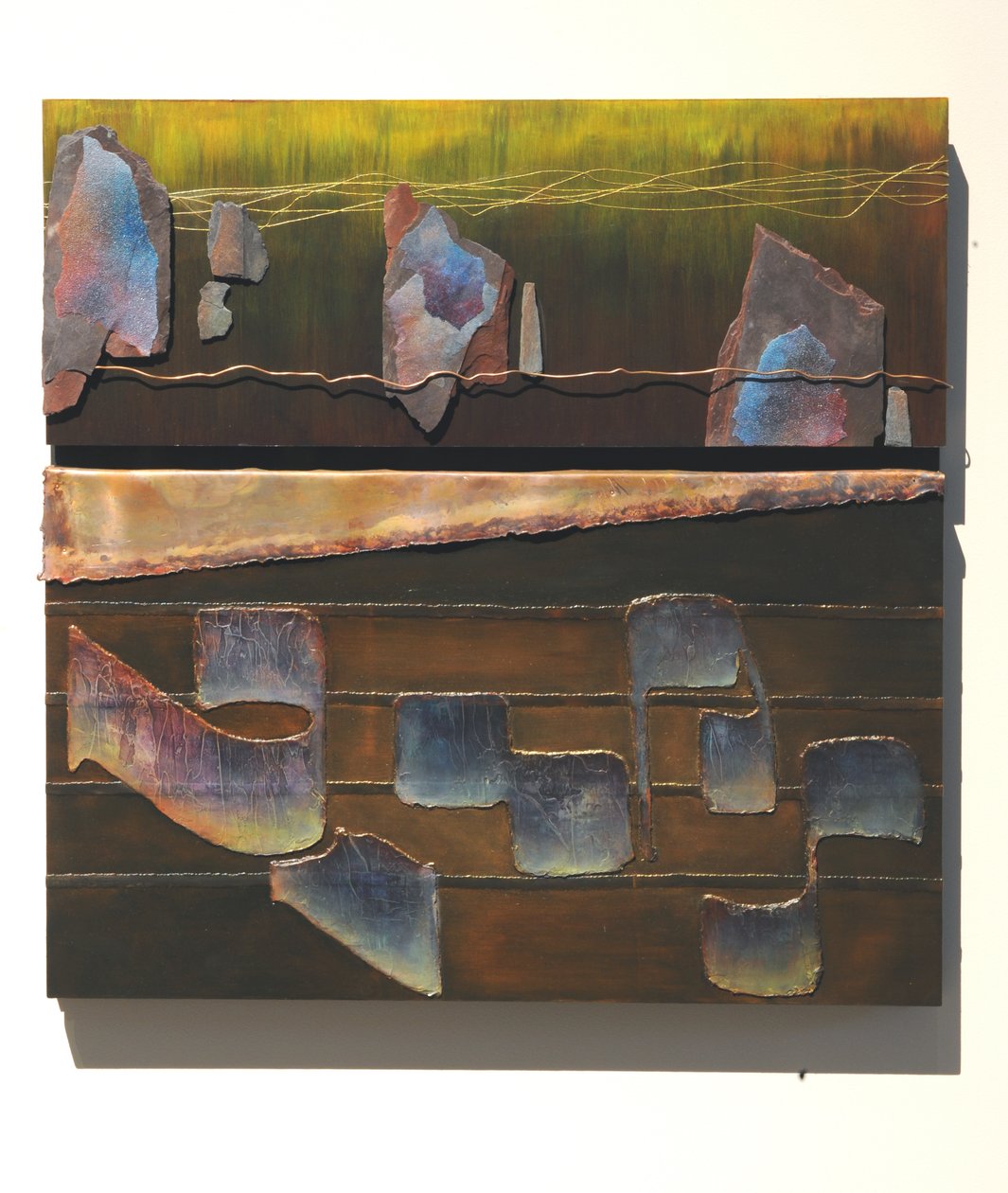 The Word, 2007 (panel, kobber, guldtråd, bly, skifer, sandpapir, pigment) af Sophie Hacker