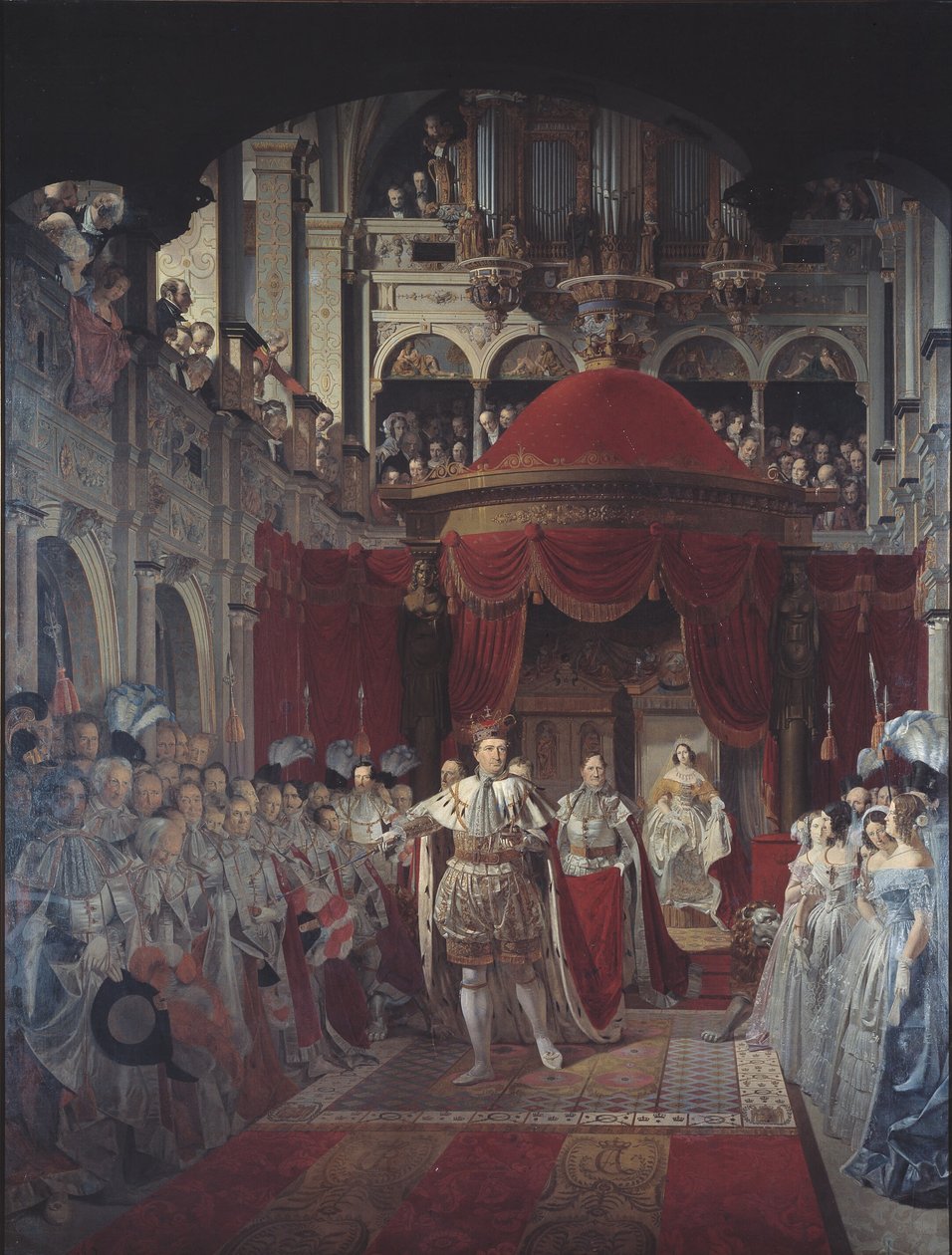 Christian VIII og Caroline Amalies salving i Frederiksborg Slotskirke den 28. juni 1840 af Sophus Schack