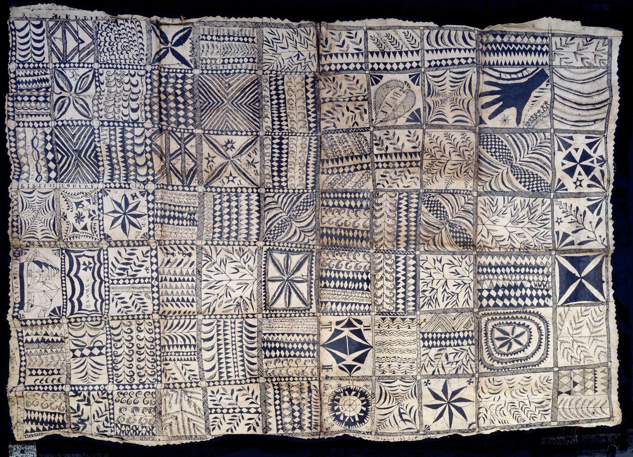 Niue Tapa Cloth, fra øen Niue, ca. 1885 (pigment på barkdug) af South Pacific