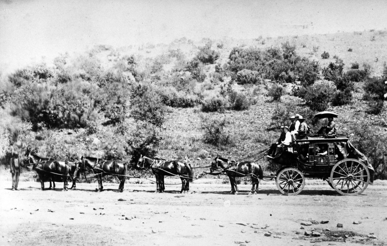 Diligence på vej ind i Pretoria, ca. 1895 af South African Photographer
